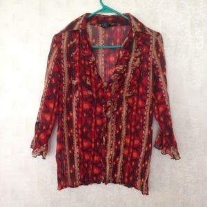 Red buttoned top
